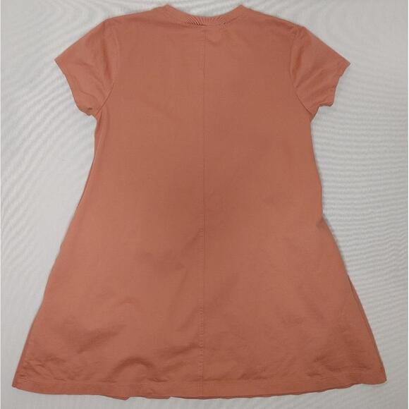 Uniqlo Crew Neck Tee Shirt Dress Cotton Short Sleeve‎ Pockets Trapeze Pink Small - Picture 3 of 8